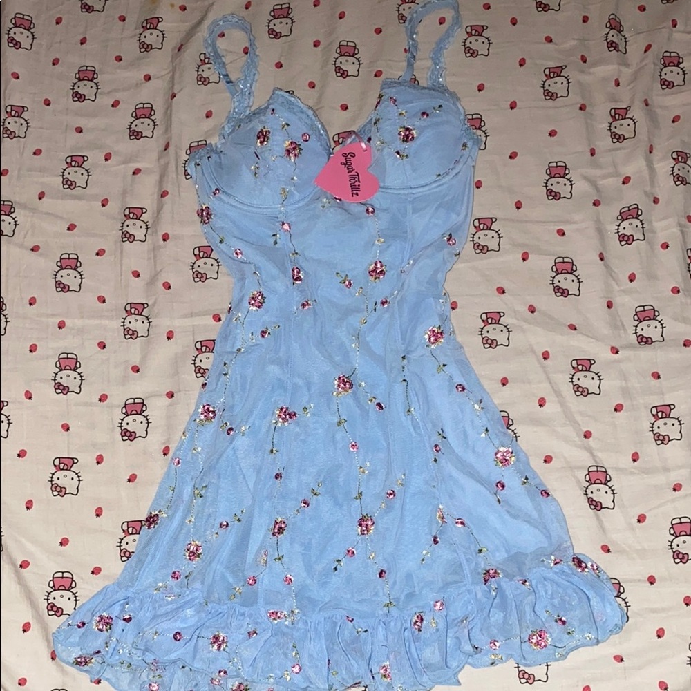 Sugar Thrillz Light Blue Floral Dress